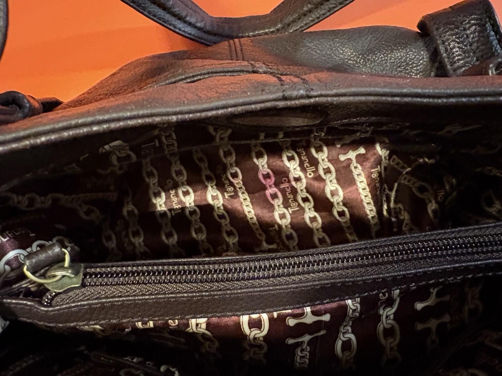 Tignanello Brown Pebble Leather Shoulder Bag Purse