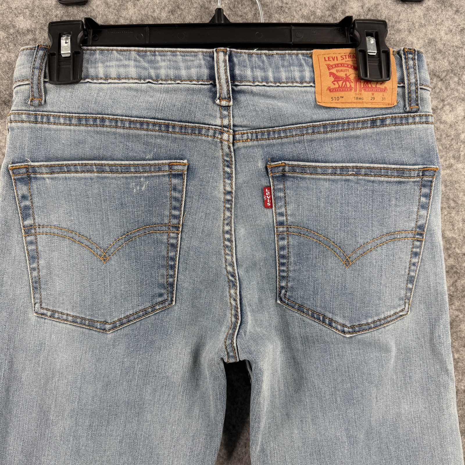 Levis 510 Jeans Boys 18 29×31 Blue Denim Slim Skinny Stretch Zip Fly Casual