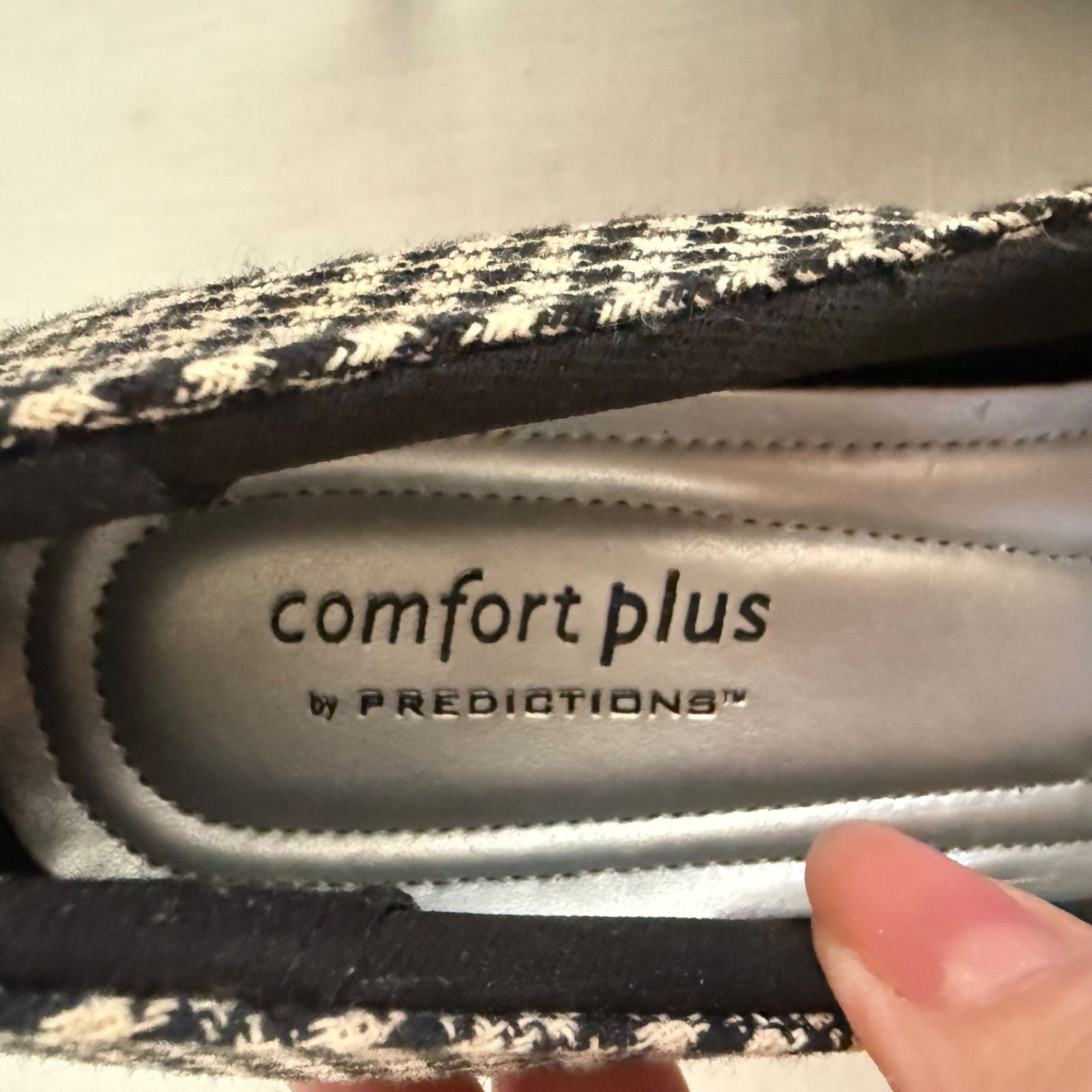 Comfort Plus Heels Size 8W Black White Houndstooth Pointed Toe Pumps Retro