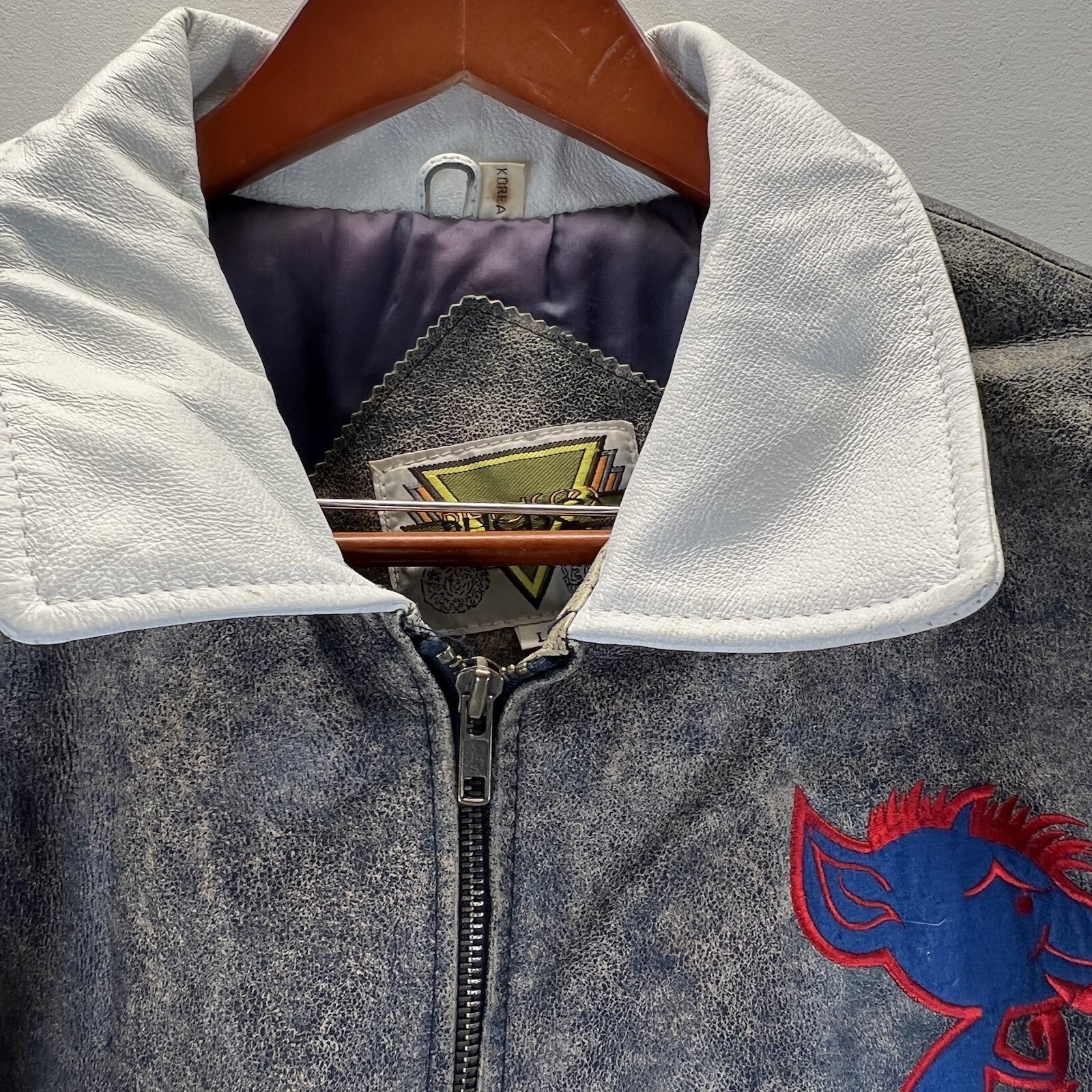 Vintage Phase 2 DePaul University Varsity Jacket Full Zip Mens L Faux Leather
