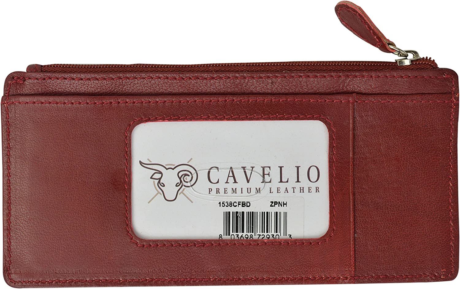 Cavelio Leather Thin Vertical Stacker Card Case Wallet with ID Window