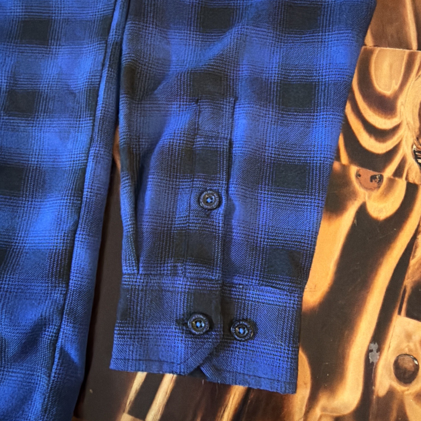 Dixxon Flannel The Circle Pit Blue Black Plaid Snap Button Shirt Men’s M Rare