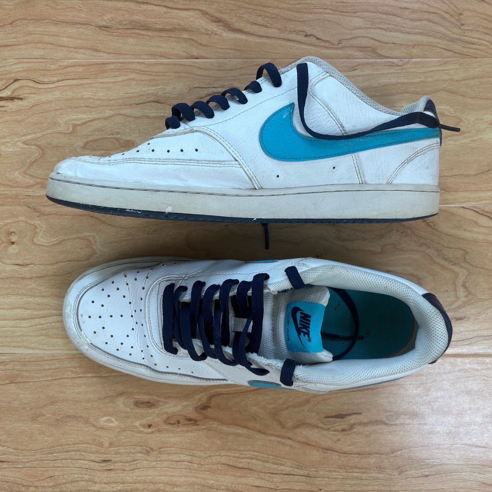 Nike Court Vision Low White/Turquoise Blue-Blue Void
