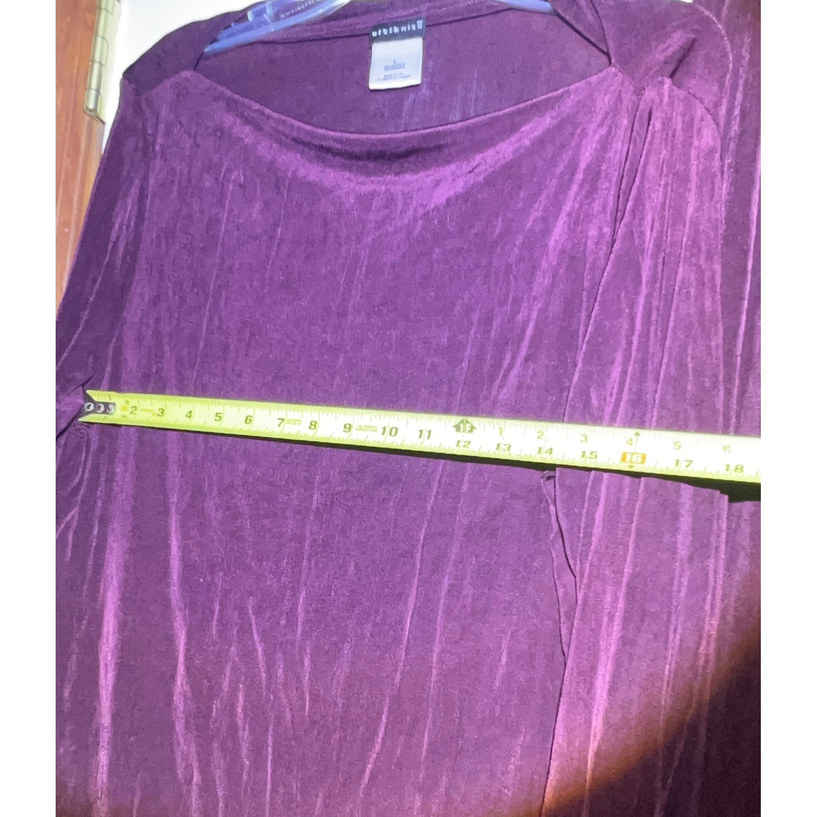 Citiknits Plum Purple Slinky Knit 2 Piece Set Top and Midi Skirt Women Large