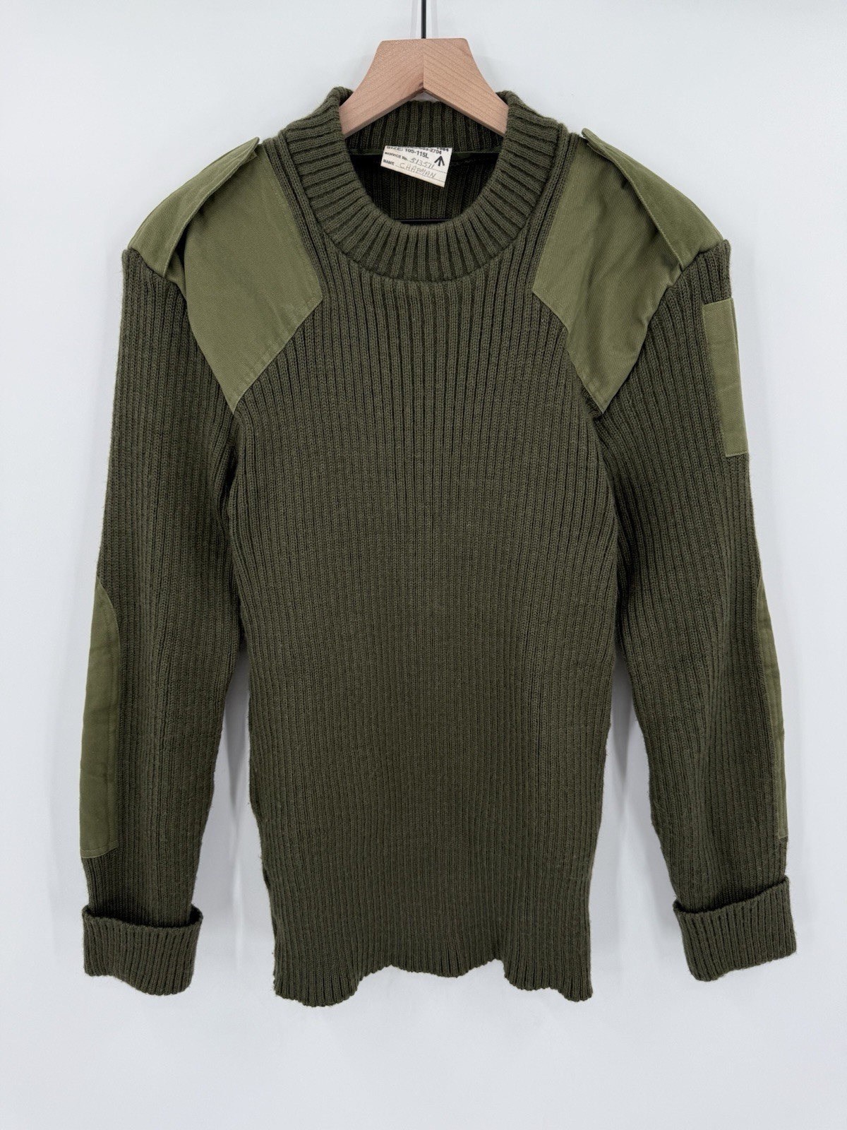 Vintage Elegant Knitting Co Sweater Jumper Men’s Large NSW 1984 Green Wool Army