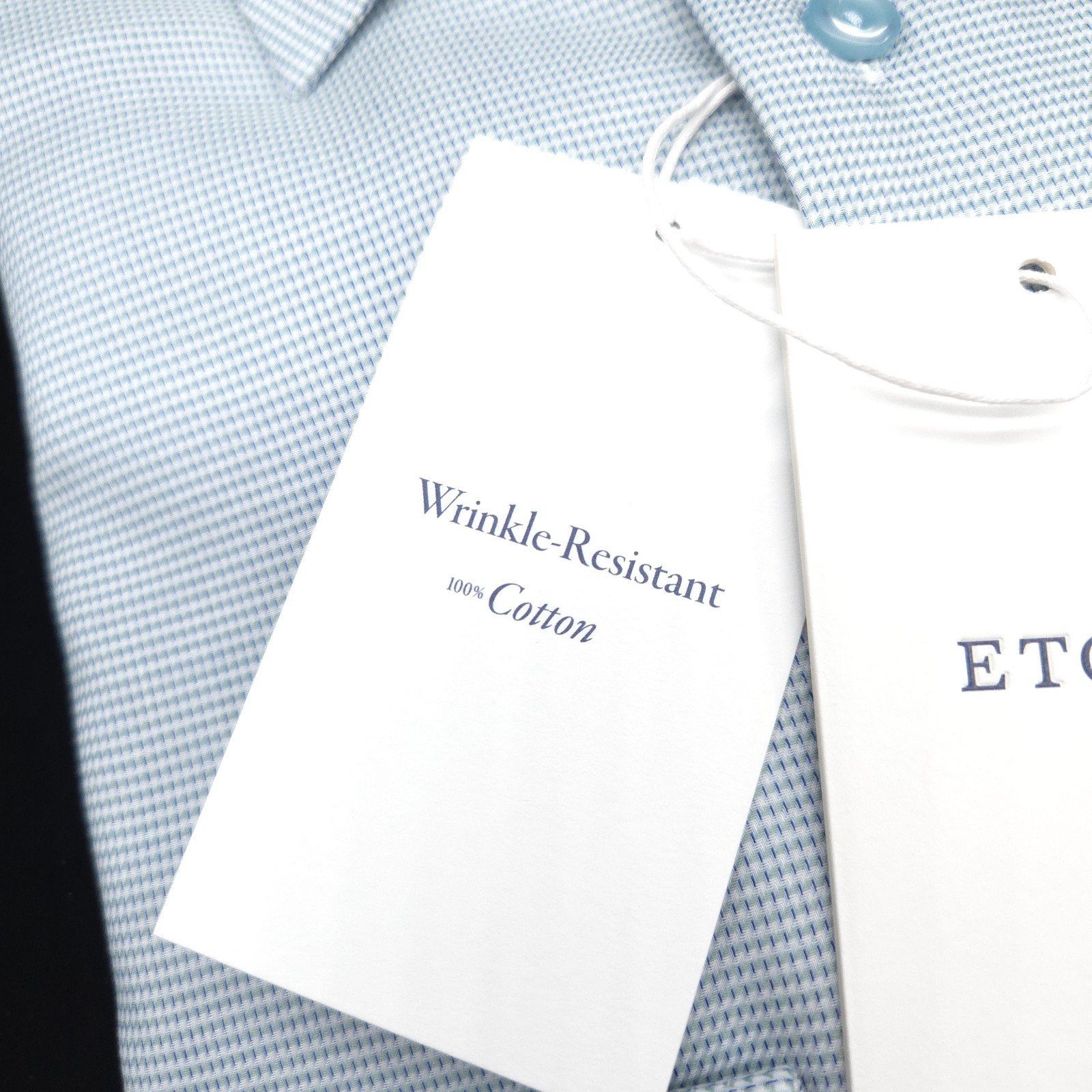 Eton Dress Button Shirt -16.5 37- Slate Blue White Contemporary ROYAL TWILL slim