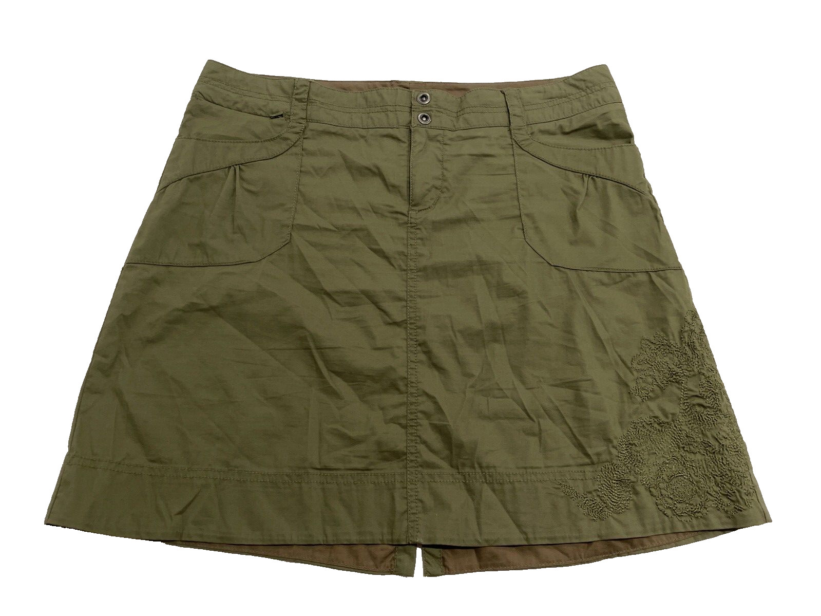 REI Size 12 Lightweight Skirt Green Hiking Travel Cotton Nylon Spandex