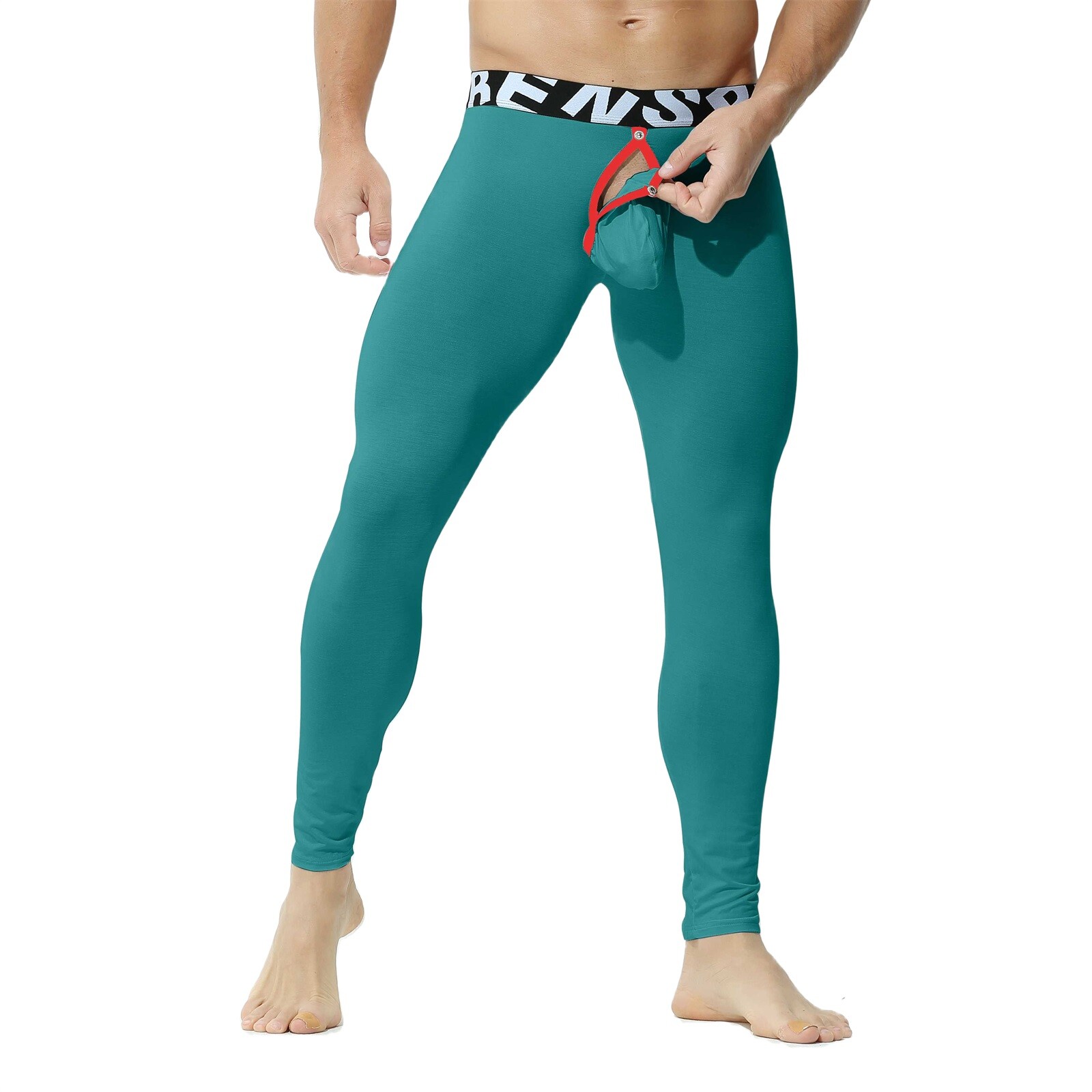 Men Sexy Thermal Long Johns Legging Pants U Convex Seperate Pouch Soft Underwear