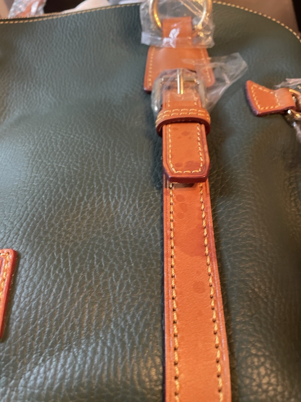 DOONEY & BOURKE Florentine Domed Buckle Satchel Green Tassel Bottom Studs