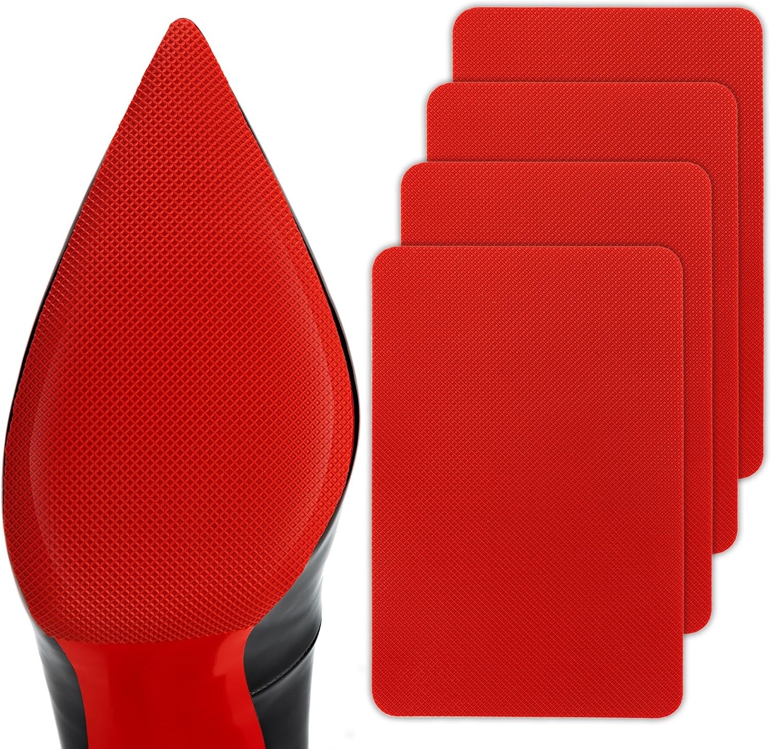 Red Sole Protectors, 4 Pcs Self-Adhesive Shoe Bottom Medium, 6″ by 4″,
