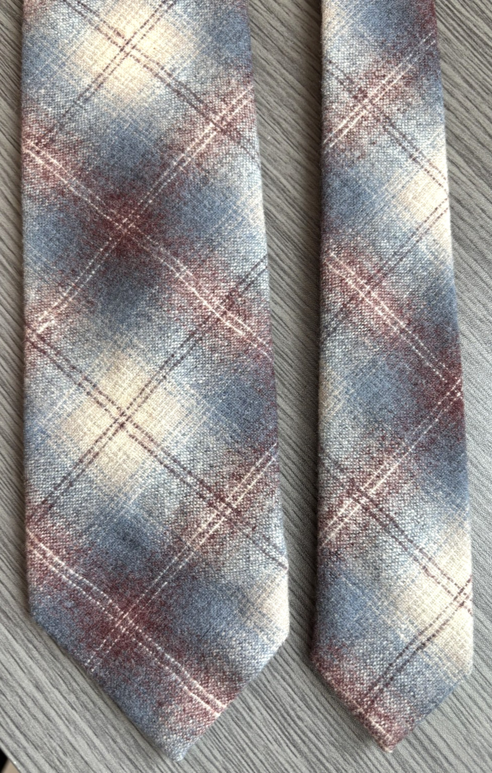 Pendleton Neck Tie Virgin Wool Plaid Checks 55in x 3-1/8in Blue Maroon Beige