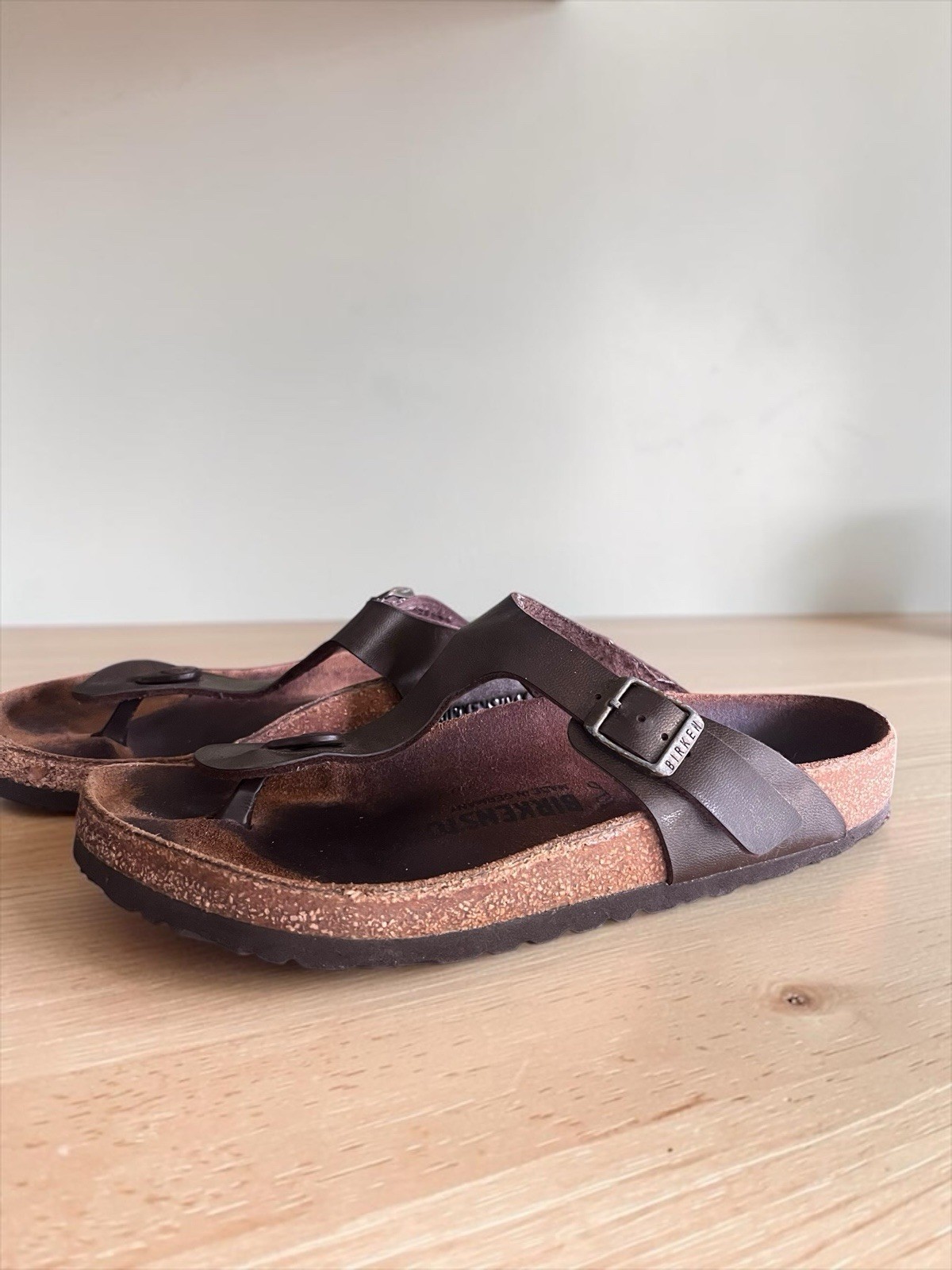 Birkenstock Gizeh Dark Brown Sandals Size 39 25mm Regular Wide Unisex Germany