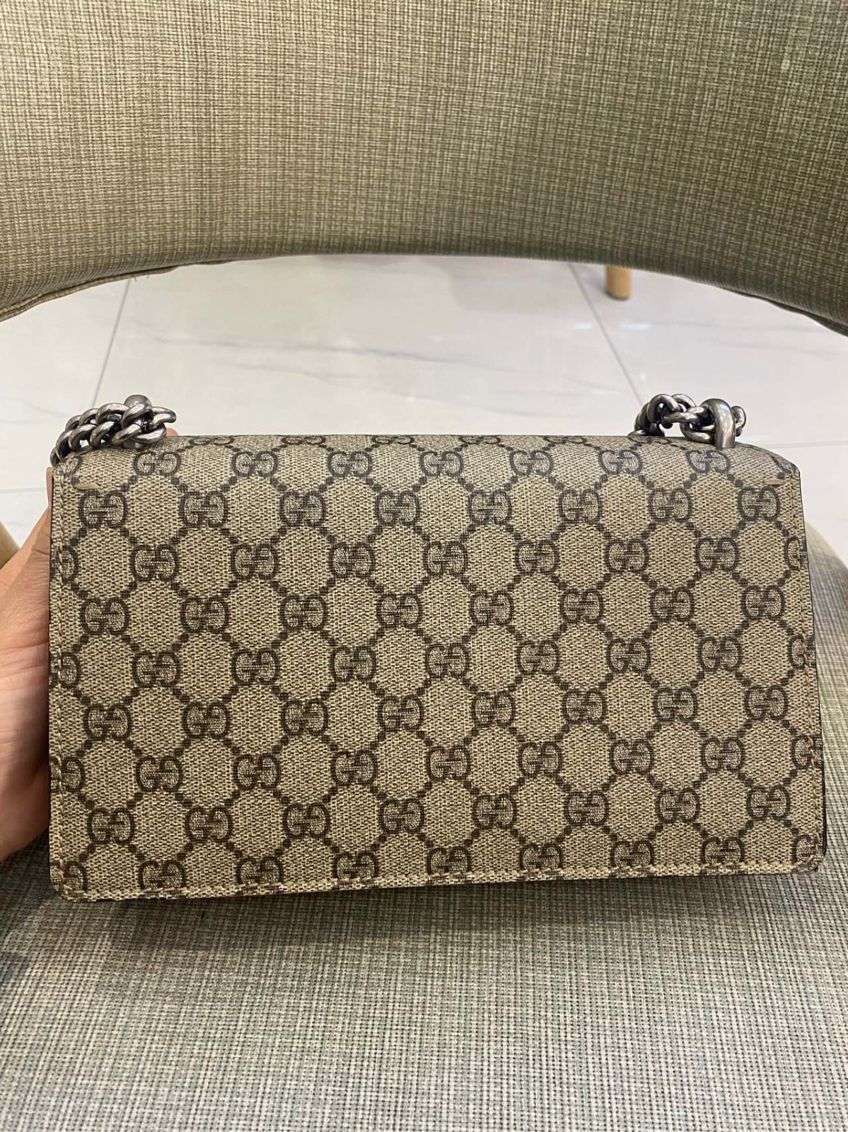 Authentic Gucci Dionysus Medium GG Supreme Canvas and Suede Shoulder Bag eBay AG