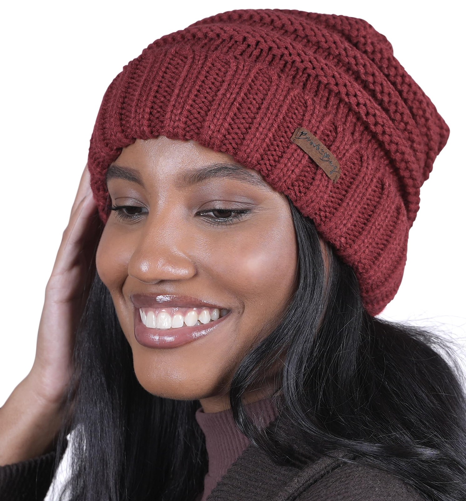 Tough Headwear Brook + Bay Slouchy Beanie, Women’s Winter One Size, Wine Red