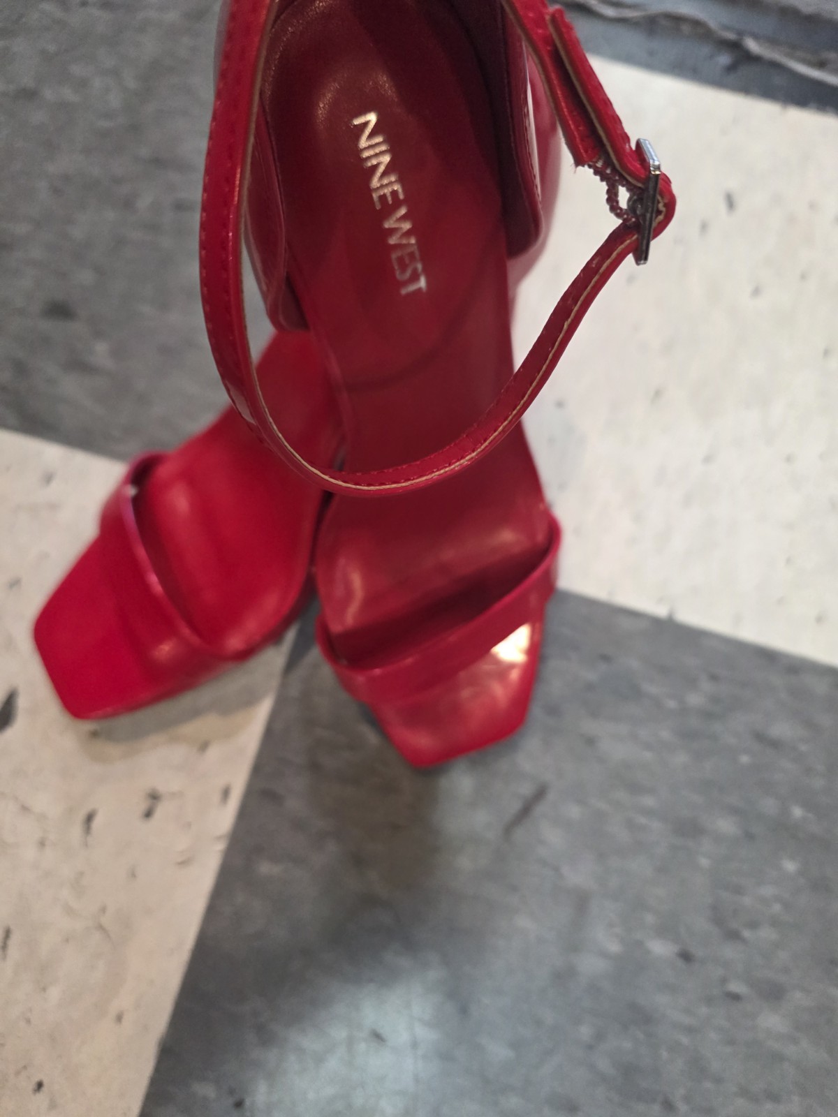 Nine West Red Platform High Heel Stiletto Sandal Womens size 10