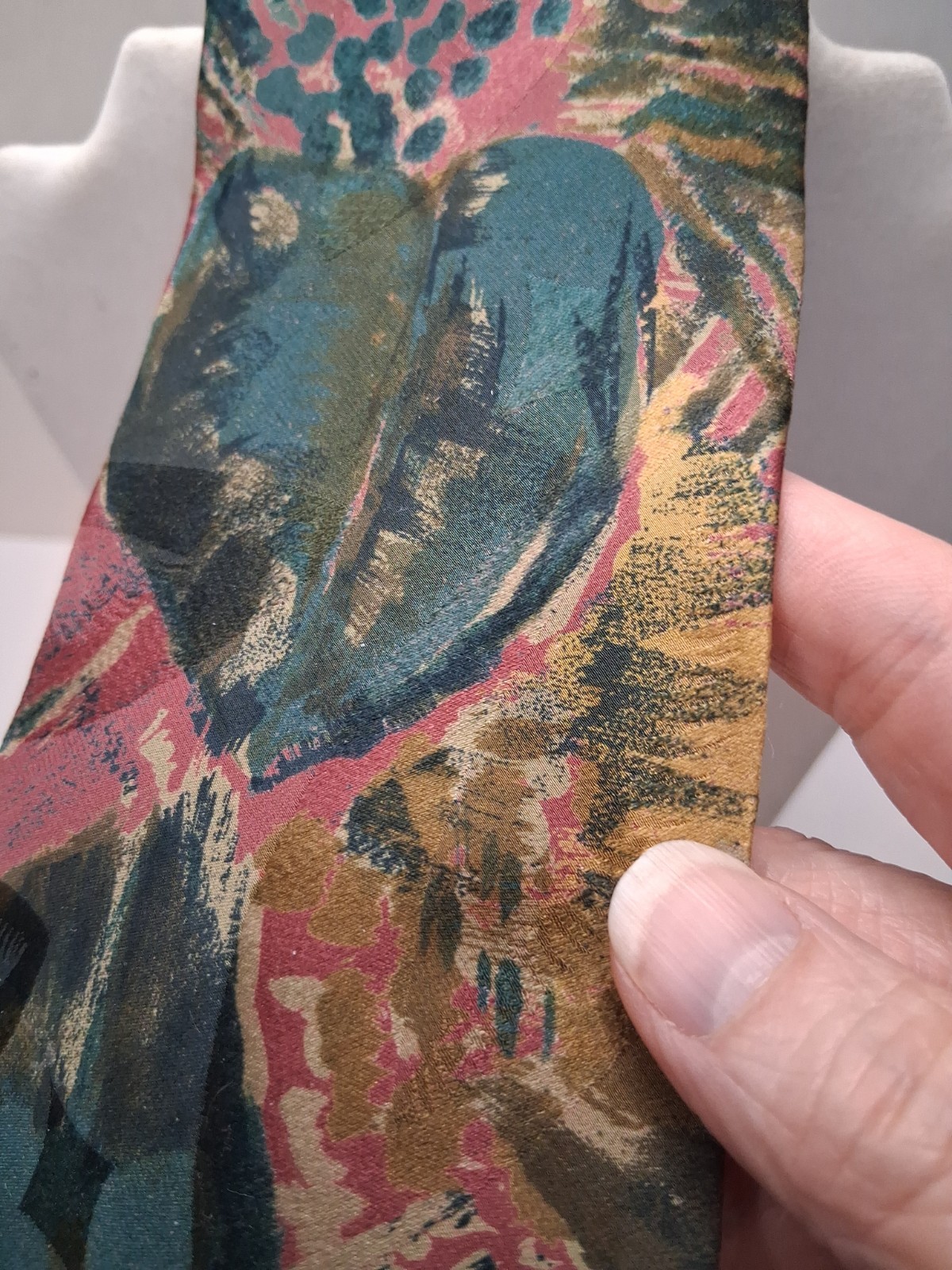 Lot of 3 Botanical Leaf Neckties Name Brands Assorted Sizes Patterns Fabric