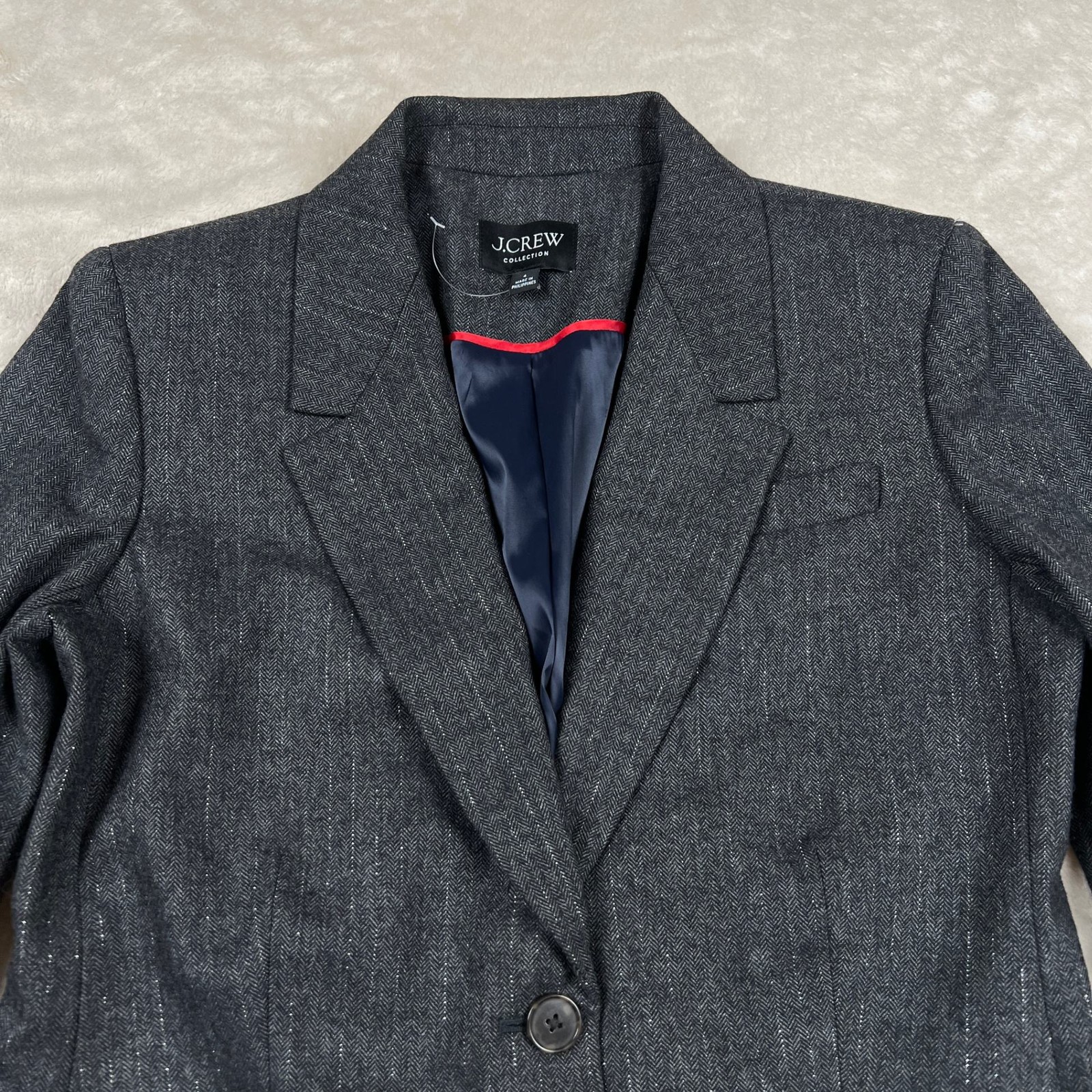 J.CREW Collection Mario Bellucci Blazer Womens 4 Tailored Herringbone Wool