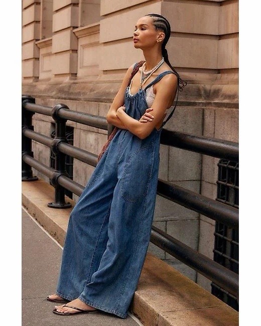 Free People We The Free Freebird Jumpsuit Stellar Blue M NWT