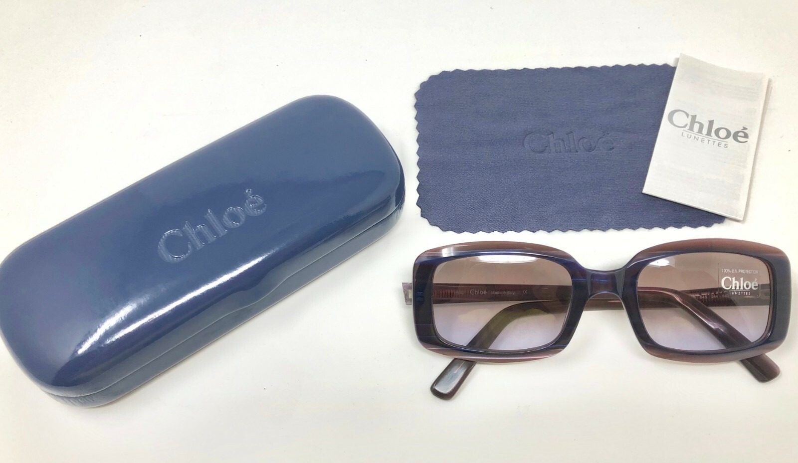 New Chloe 54S Dark Purple Violet Pearl Sunglasses with Grey Gradient Fade Lens