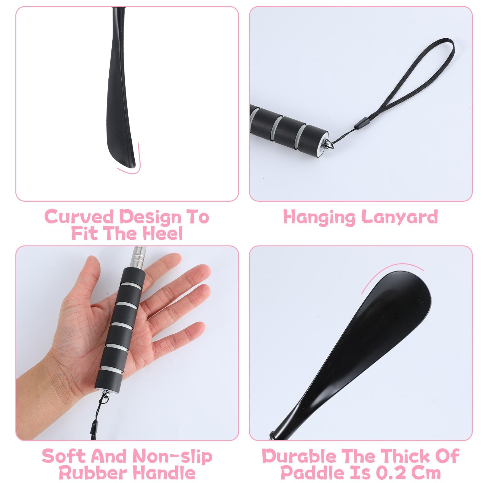 2PCS Retractable Long Handle Shoe Horn, Retractable Stainless Steel Shoehorn …
