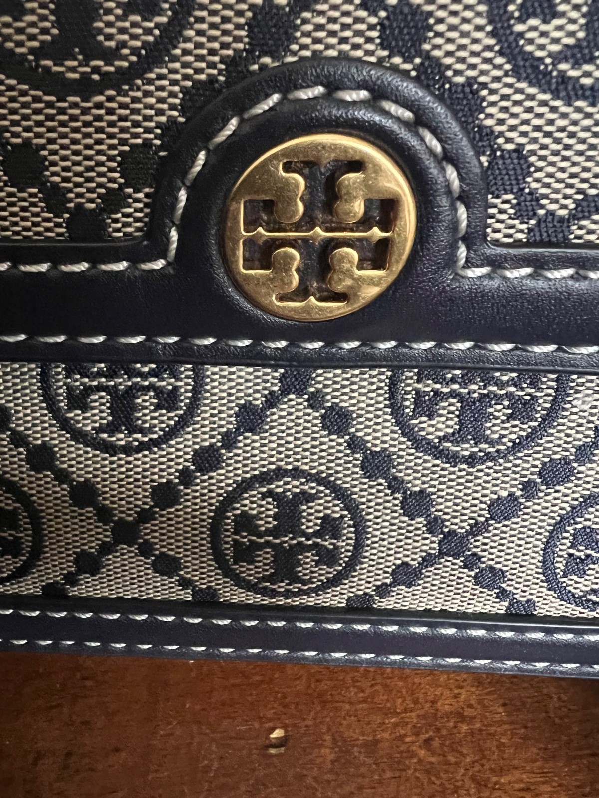 Tory Burch T Monogram Jacquard Shoulder Bag in Tory Navy (Style 155102)