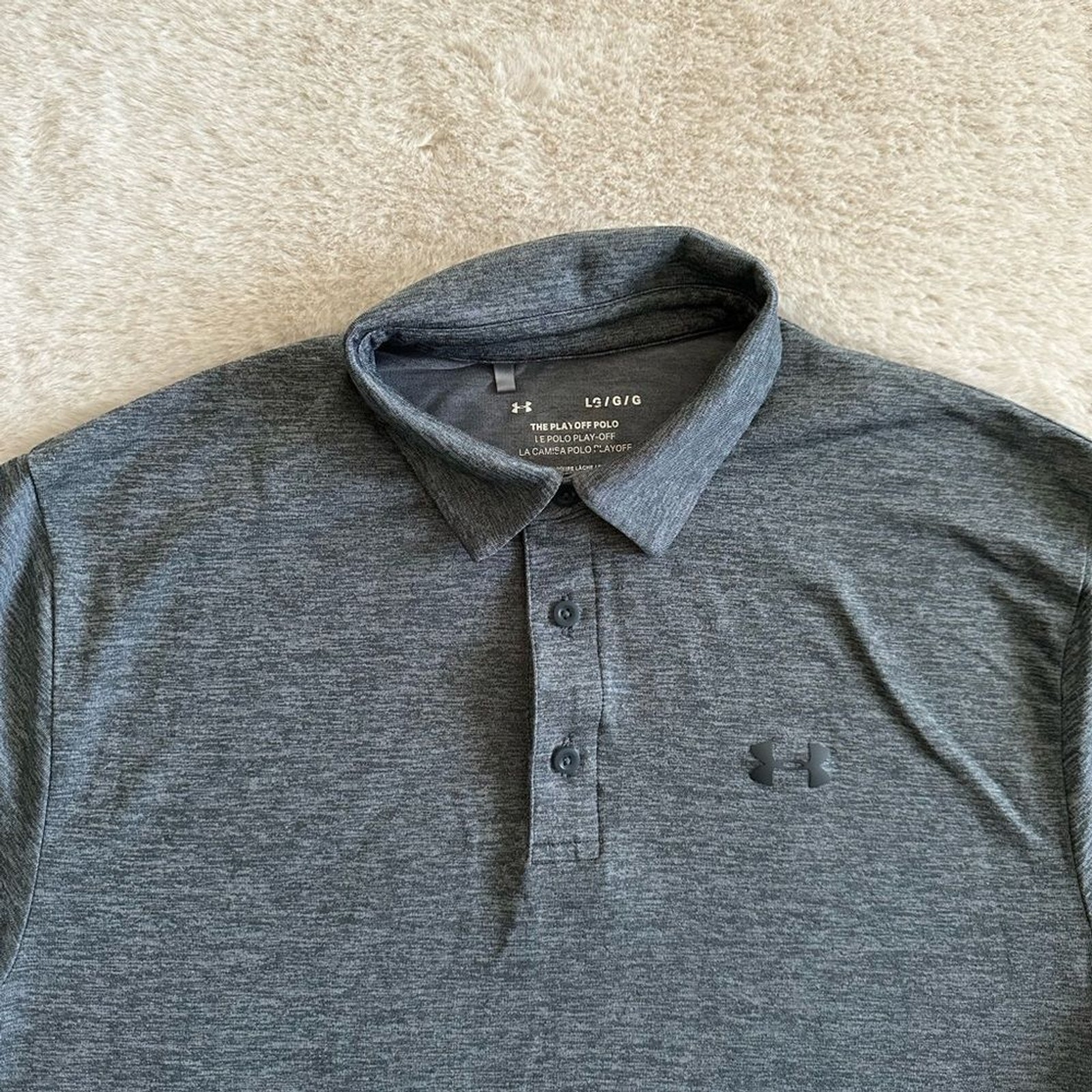 Under Armour large men gray playoff polo