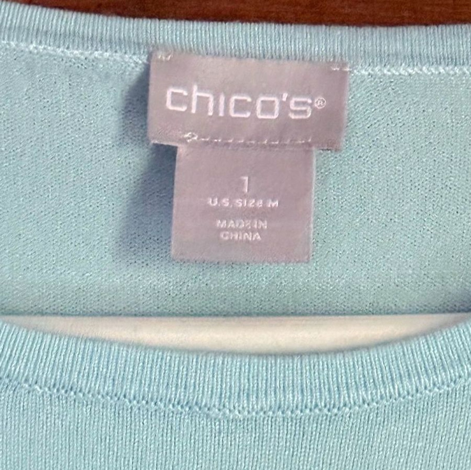 Chico’s Ombre Crewneck Sweater in Light Aqua, Teal & Navy Size 1 / Medium
