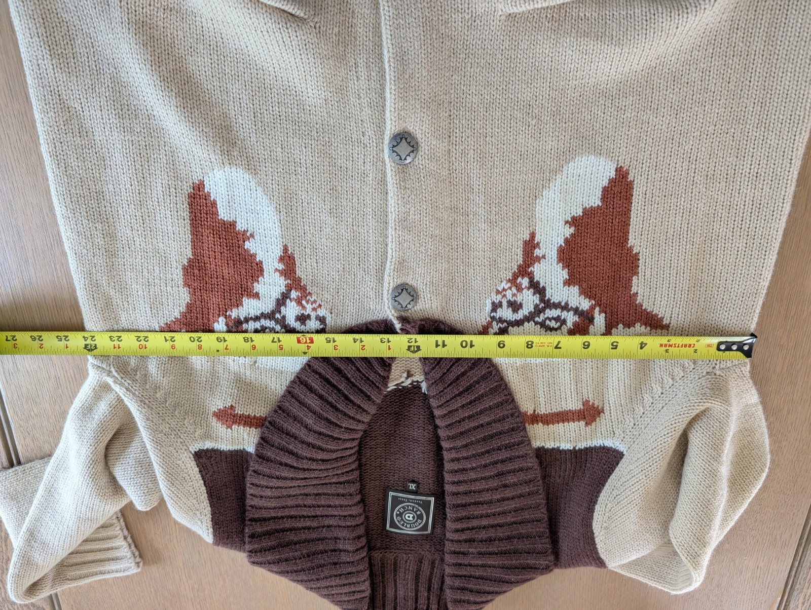 Double D Ranch Womens Cardigan Sweater XL Alpaca Wool Blend Cow Graphic Western