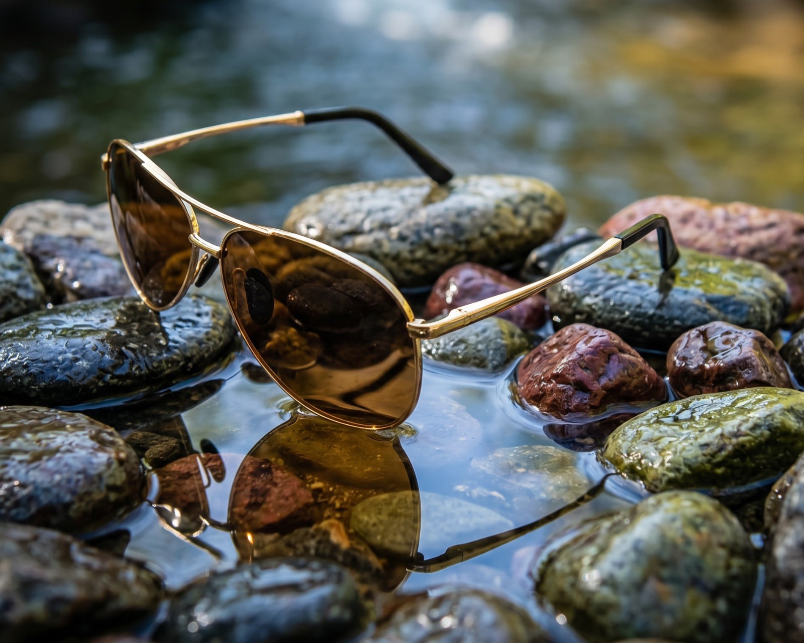 Aviator Sunglasses Gold Frame Brown Lens UV400 Polarized Men Women Classic