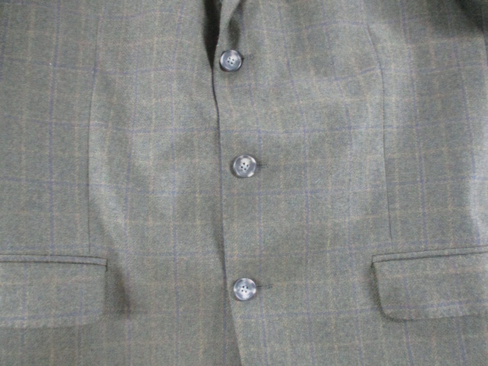 Tallia Blazer Mens Large Green Wool Windowpane Plaid Sport Coat Made Canada