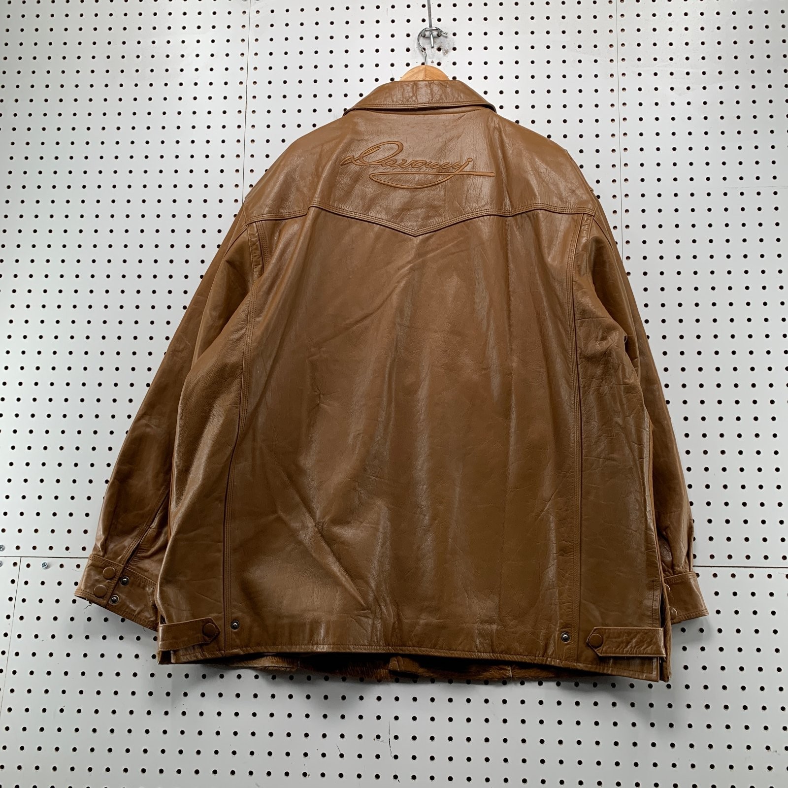 Vintage Davoucci Leather Jacket Men 6XL Brown Hair On Hide 80s 90s Rodeo Western