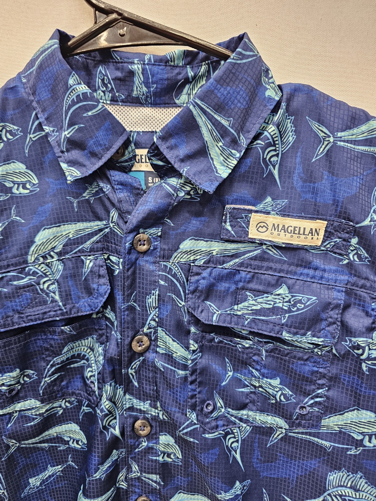 Magellan Boys Fishing Shirt Size Small 8 Rare Fish Design