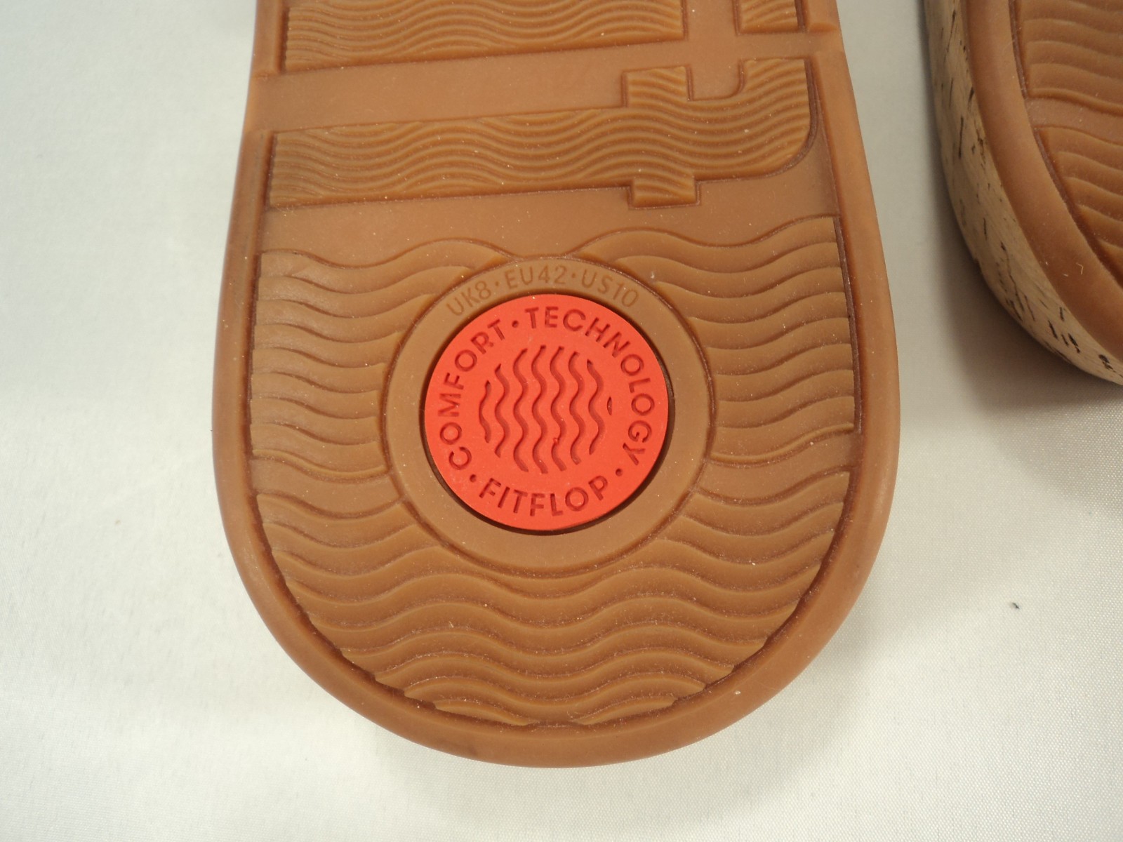 FitFlop F-Mode Leather-Twist Flatform Slides-Cork Wrap in Gold Sz 10 NWOB