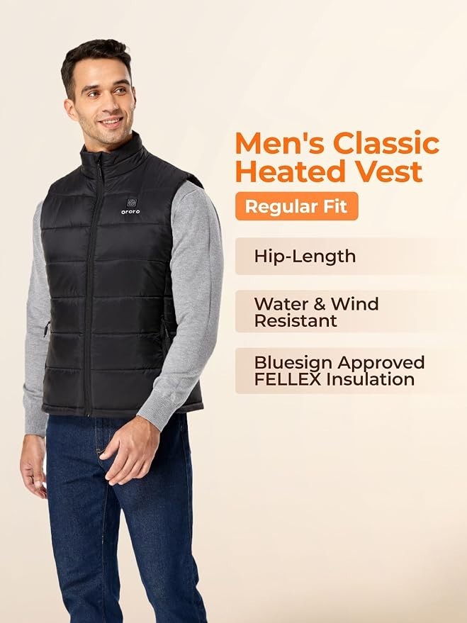 Ororo Men’s Classic Heated Vest 4-Zone With Rechargeable Battery – Size 2XL
