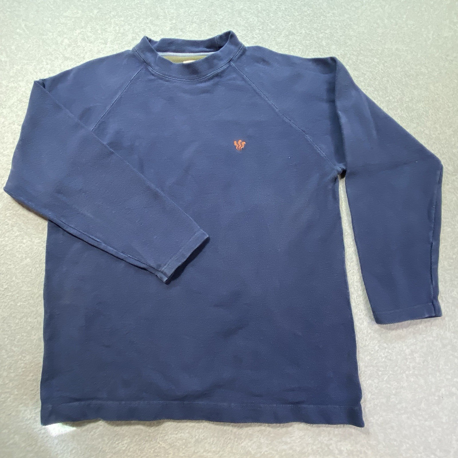 Fat Face 100% Cotton Duck Cloth Spell-Out Mock Neck Long Sleeve Sz L Embroidered