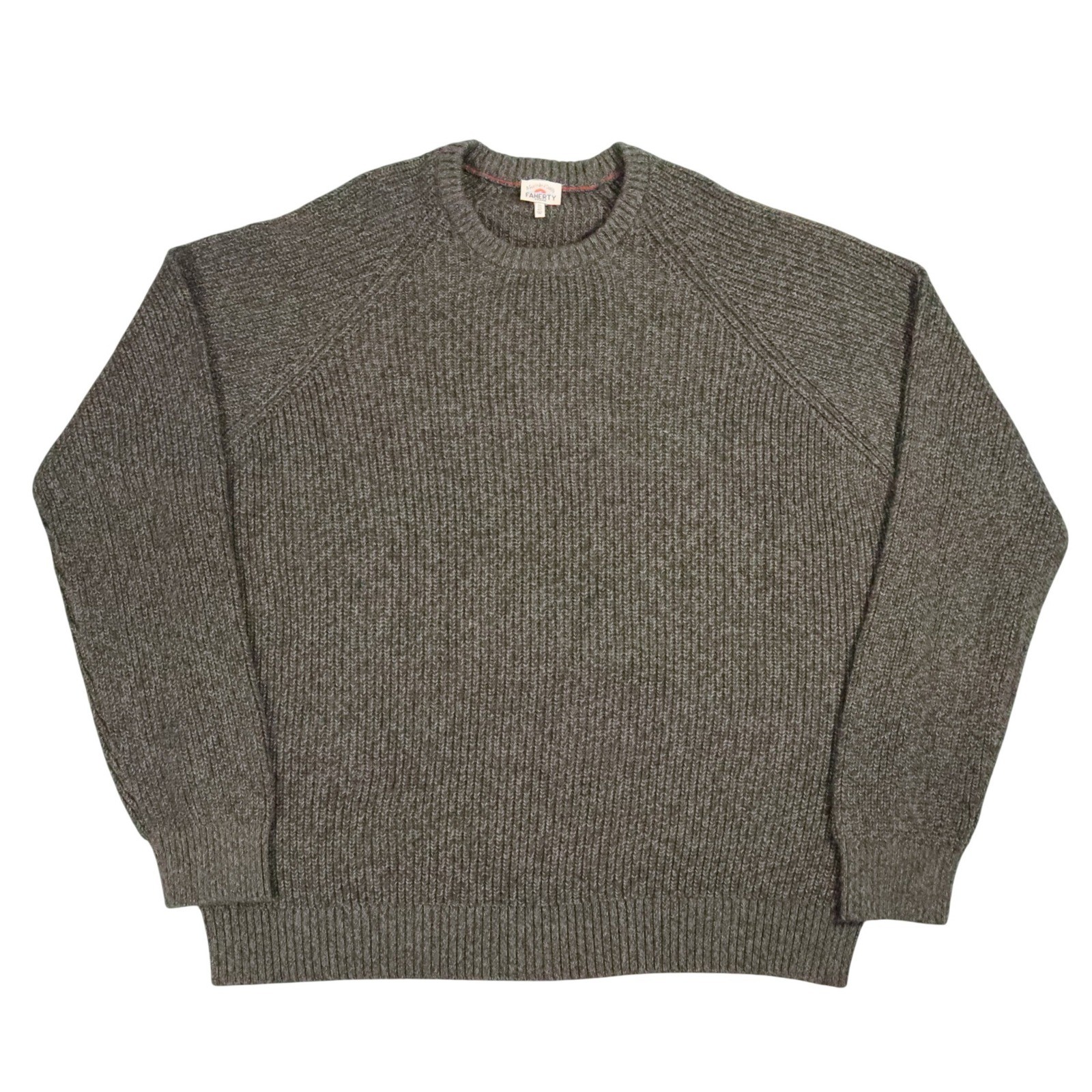Faherty Marled Cotton Cashmere Crewneck Sweater Mens XXL Olive Peak Marl
