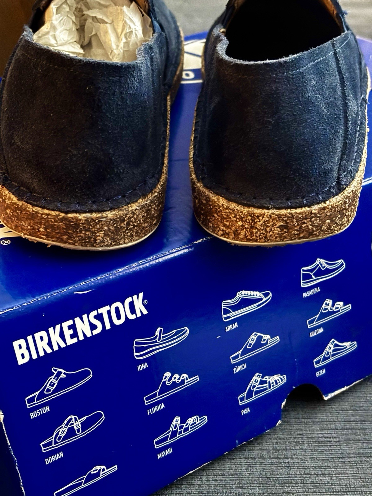 Birkenstock Callan Slip On Navy Suede Shoes Size 40