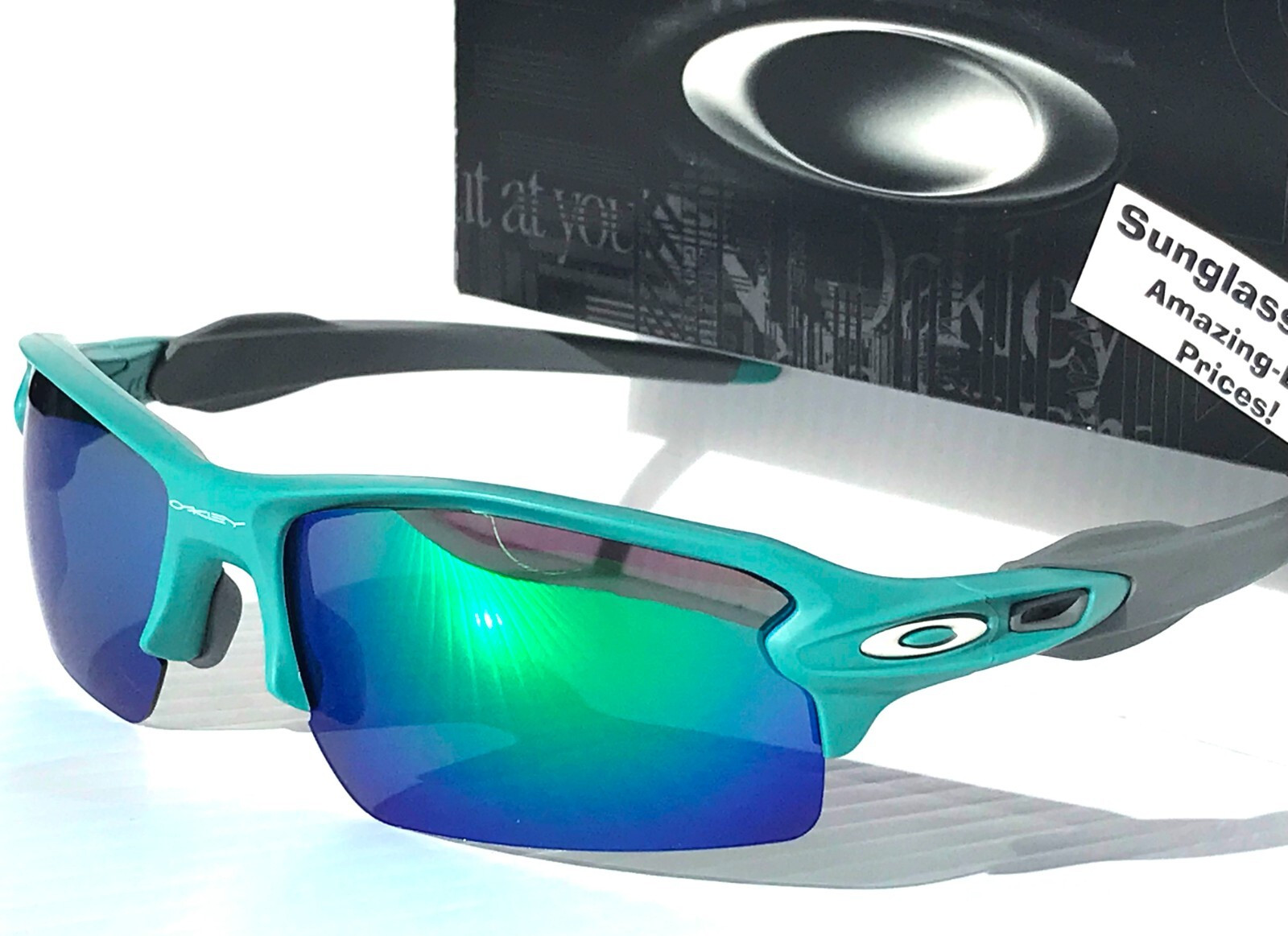 NEW Oakley FLAK 2.0 Matte Pacific Green POLARIZED Galaxy Jade Sunglass 9188
