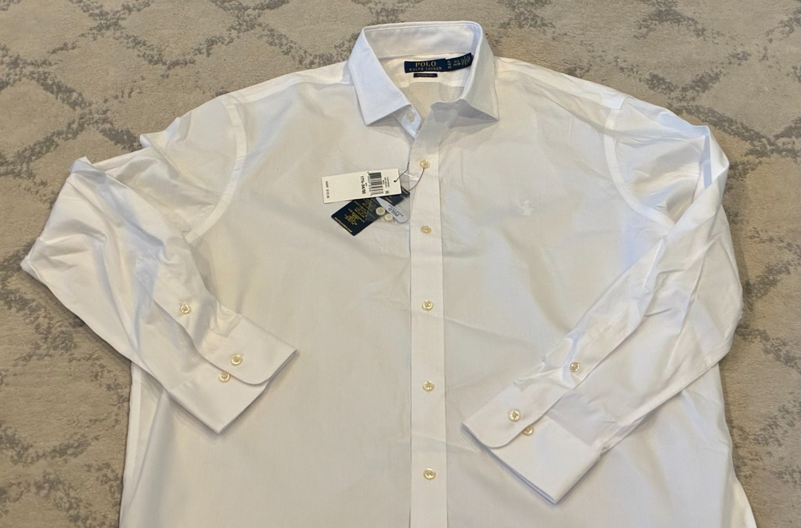 NWT XL 17.5 34/35 Polo Ralph Lauren Poplin Shirt White Classic Fit Long Sleeve