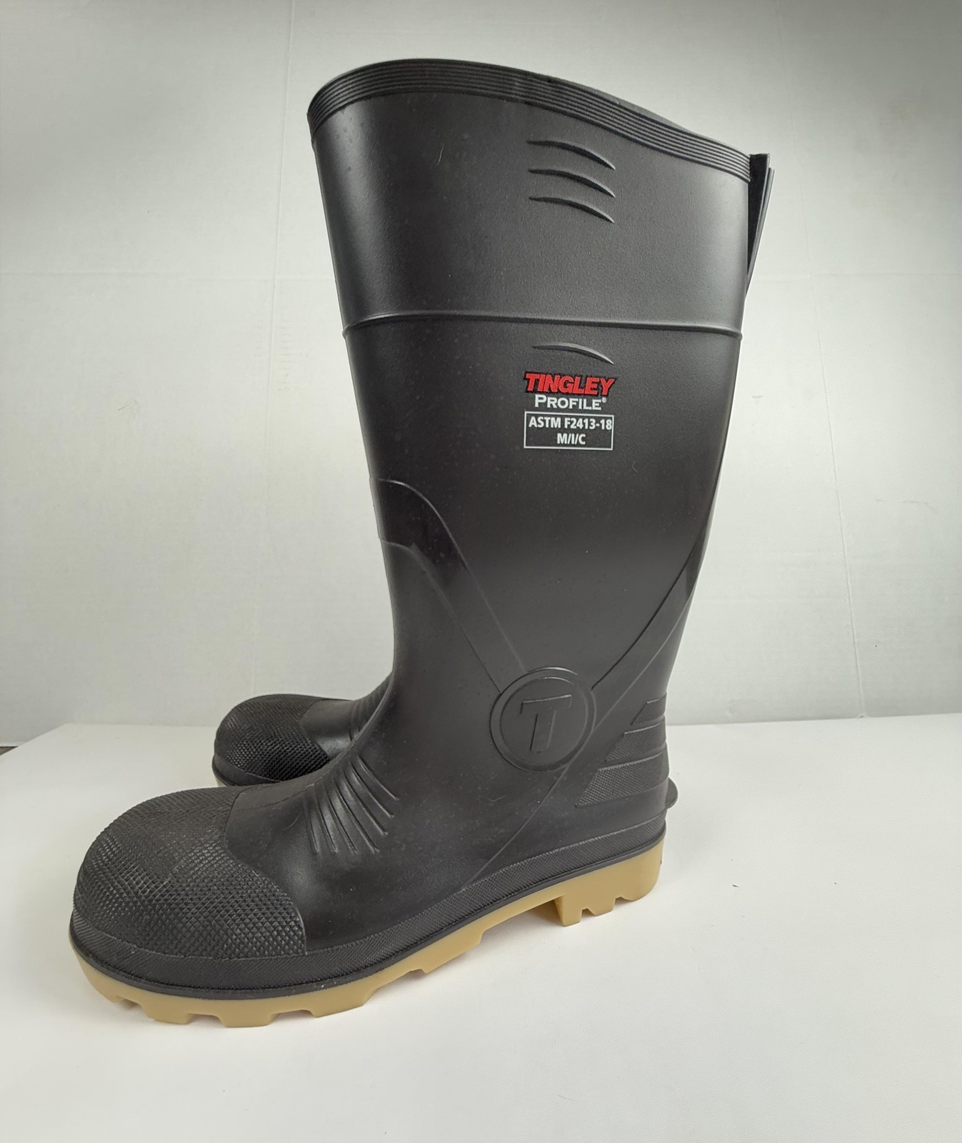 Tingley Boots Men Men 10 Black Rubber Profile Safety Toe ASTM F2413-18 Work Rain