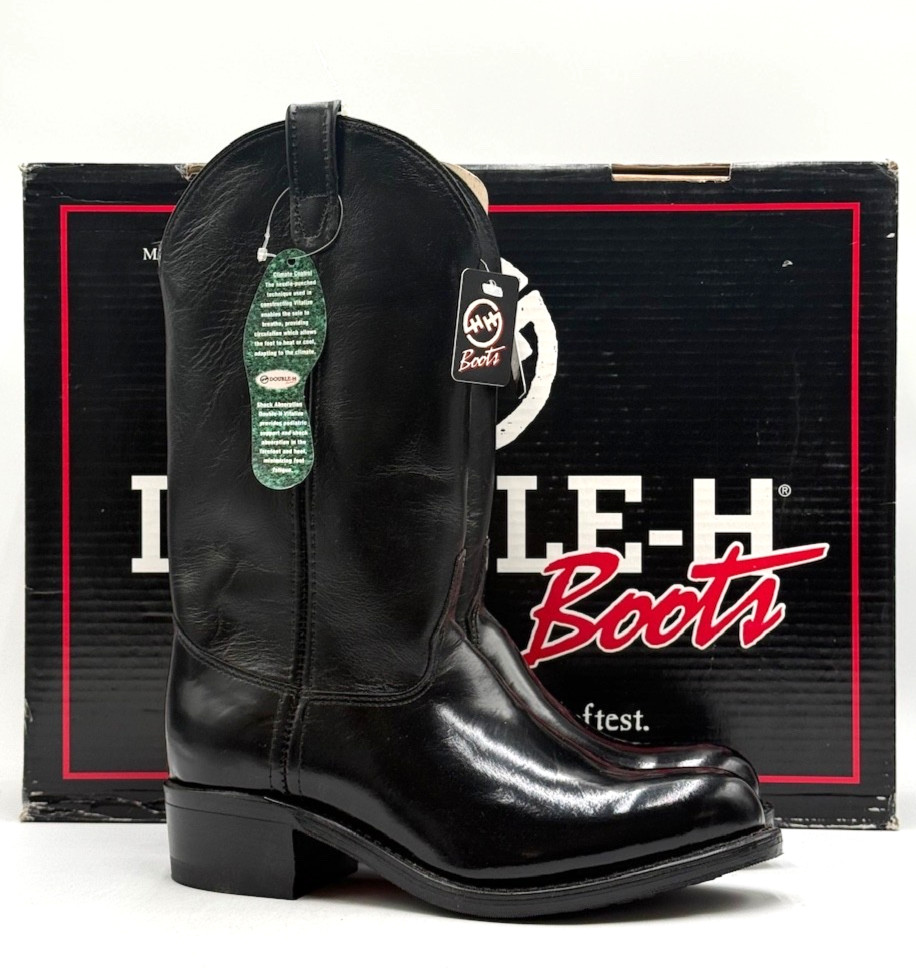 DOUBLE-H 4620 Men’s NEW Leather Work Western Cowboy Boot Black Multiple Sizes