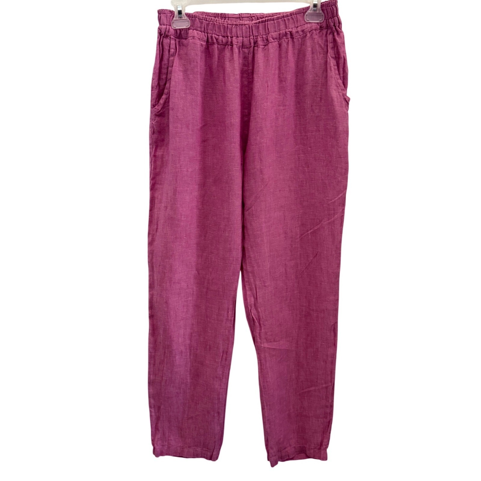 Positano Couture by Blitz Magenta 100% Linen Pants Made in Italy Women Large