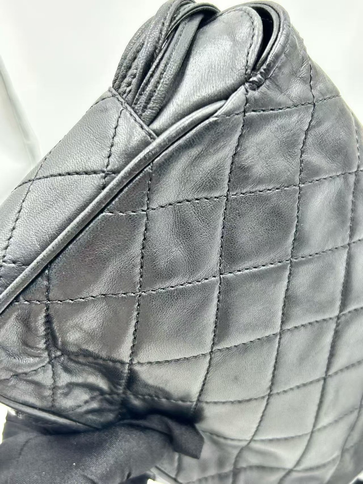 Chanel Crossbody Flap Bag Quilted Black Lambskin Leather France