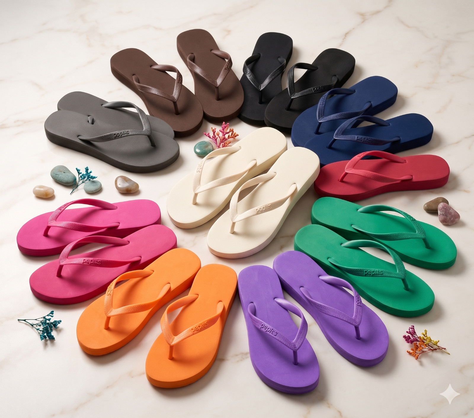 Women’s Super Cozy Flip Flops / Ornament Base By Popits ~ Choose Color, Size