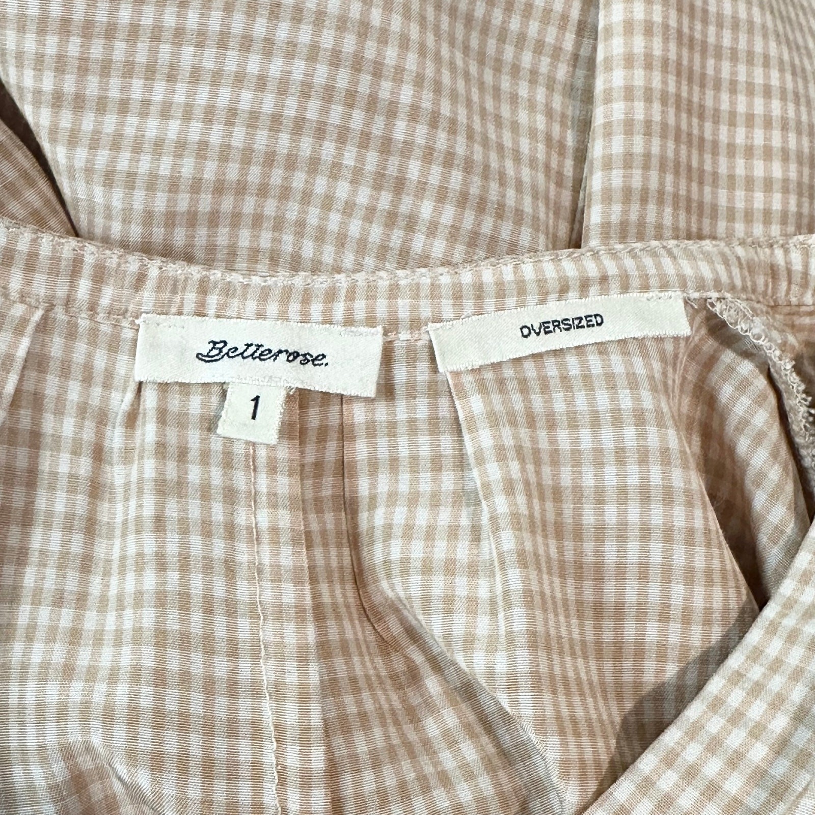 Bellerose Vasco Dress Oversized Gingham V-Neck Short Sleeve Maxi Plaid, Size 2-4