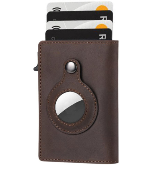 AirTag Wallet Anti Theft Bullet Card Bag Multi-functional Rfid Card Holder Leath