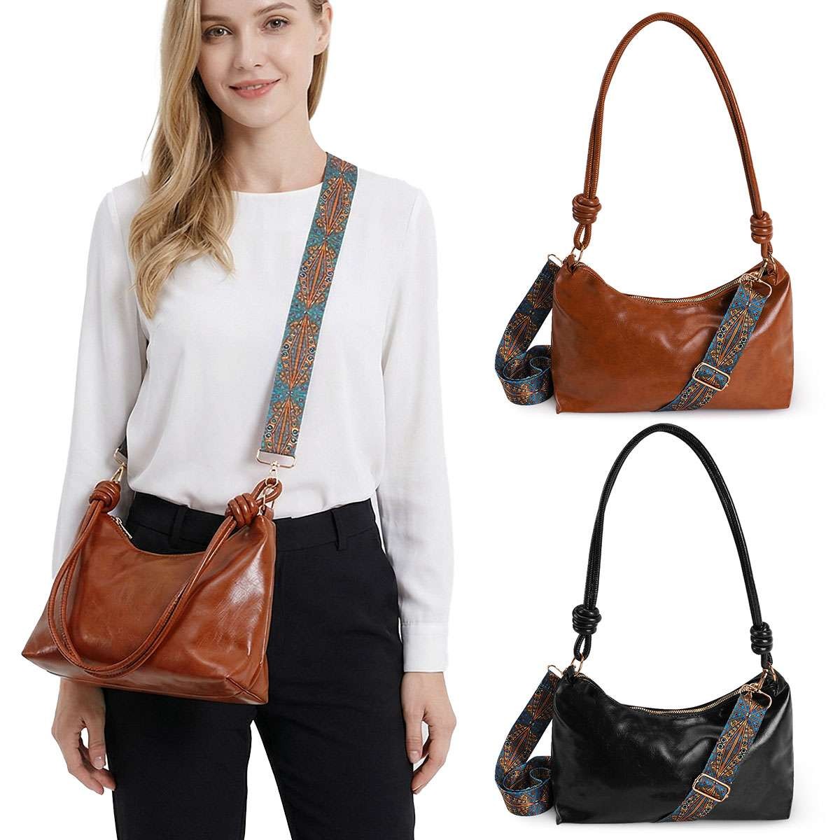Women Soft PU Leather Tote Bag Commute Handbag Shoulder Messenger Satchel Bag
