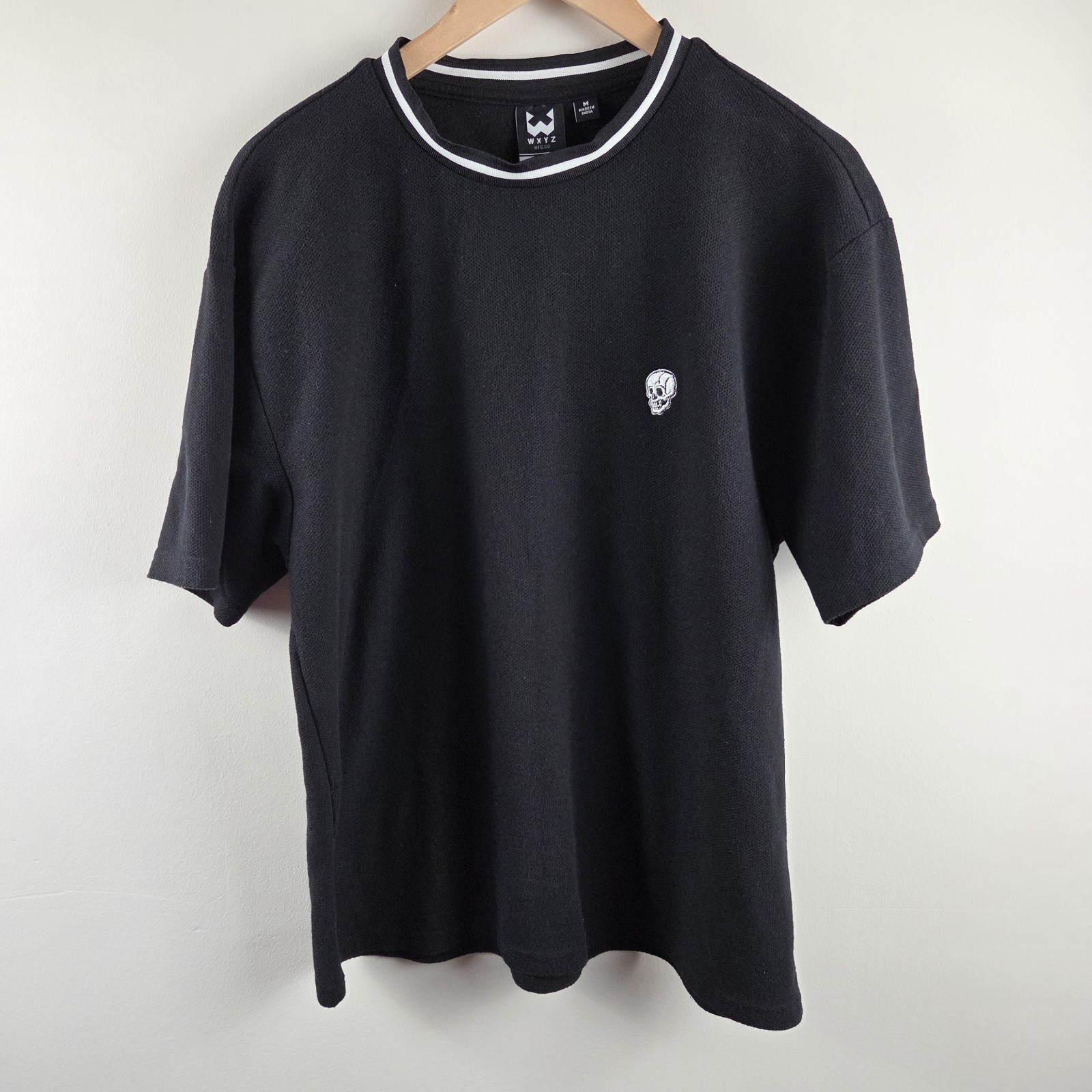 Wxyz Mfg Co Shirt Mens Medium Black Short Sleeve T Shirt Skull Embroidery