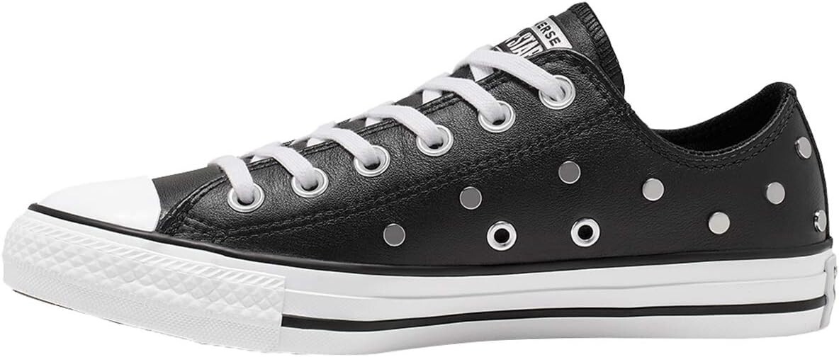 Converse Womens CTAS Ox Leather Black Pure Silver White Trainers Choose Size New