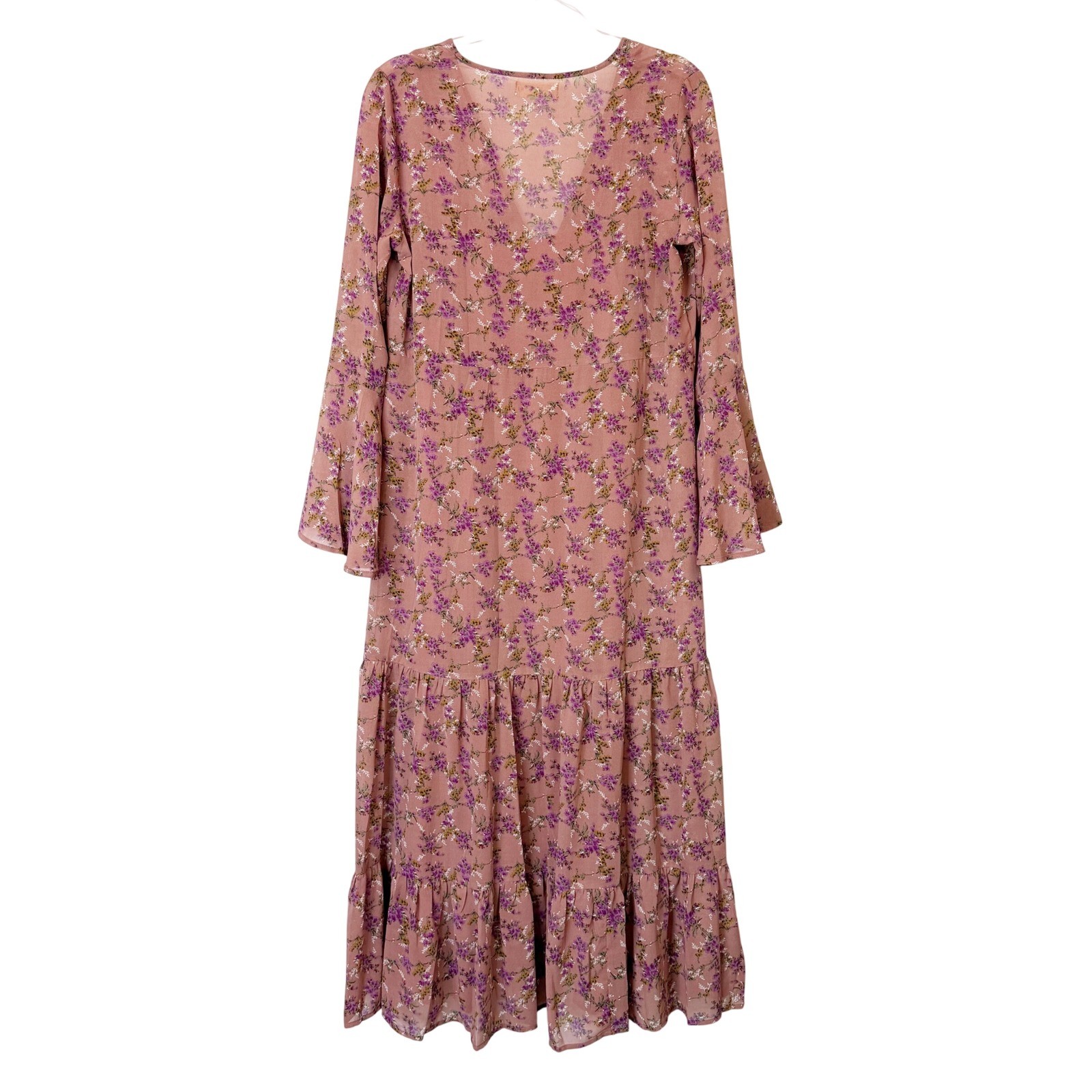 Natural Life Dance With Me Tiered Maxi Dress Women’s Medium Pink Floral Boho